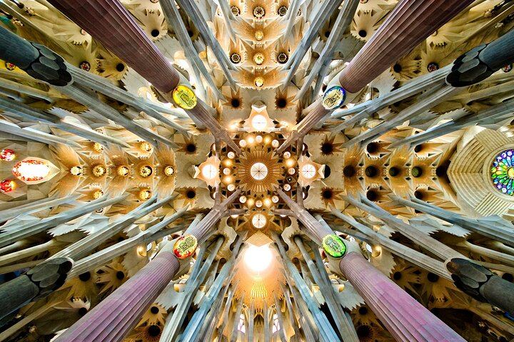 Interior de la Sagrada Familia en Barcelona durante una visita guiada privada