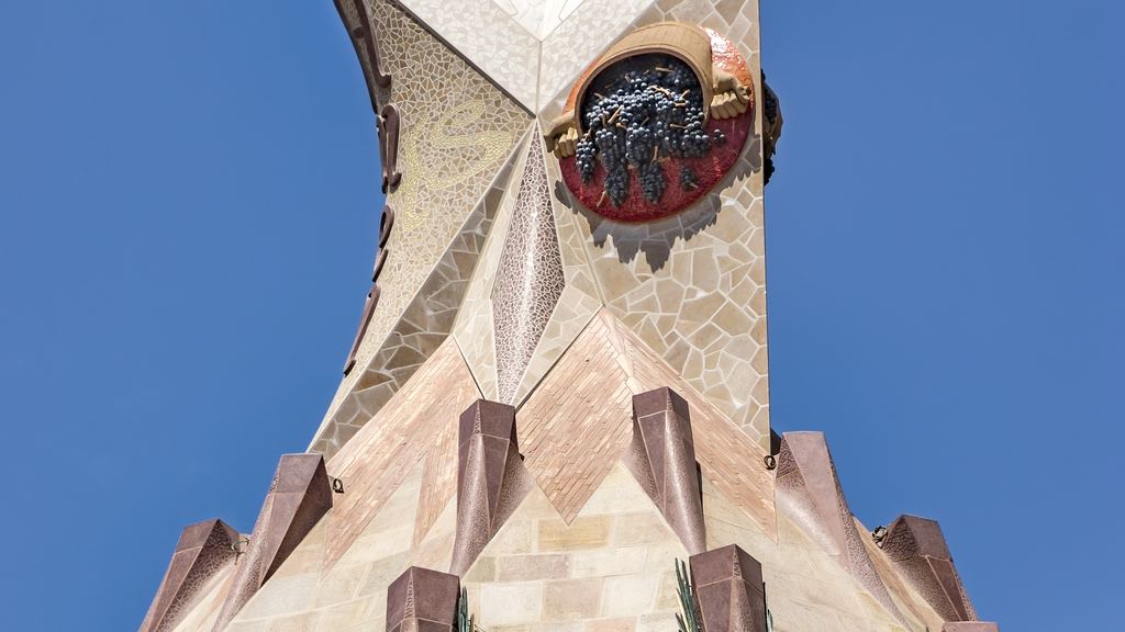 Venetian mosaic pinnacle atop a bell tower of the Sagrada Família